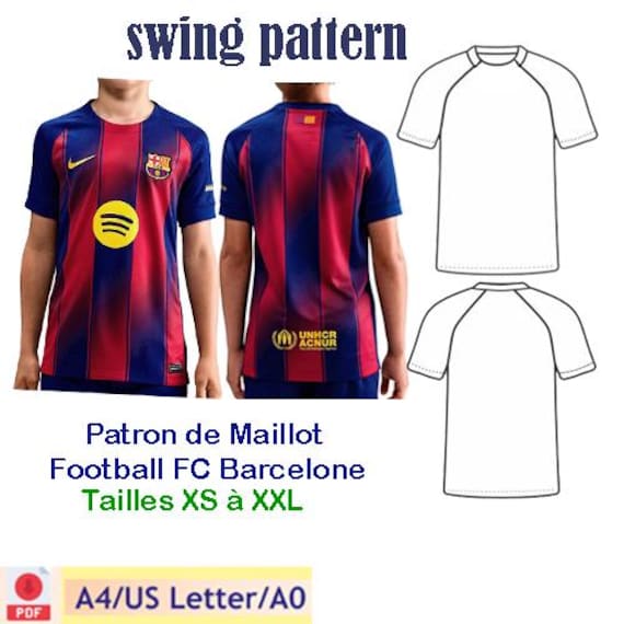 FC Barcelona Football Shirt Pattern | Digital Downloadable PDF A4