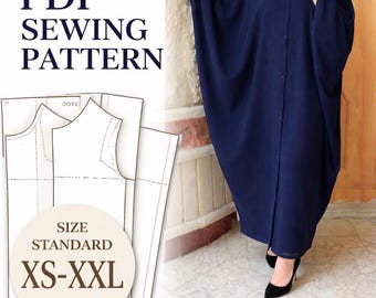 Butterfly Kaftan Abaya Sewing Pattern | Easy Dress (Digital Download)