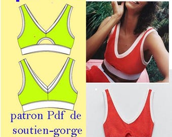 Bra Sewing Pattern, Women's Sports Top, Terry Cloth Bra Top, Printable Digital PDF, Sizes S-XL