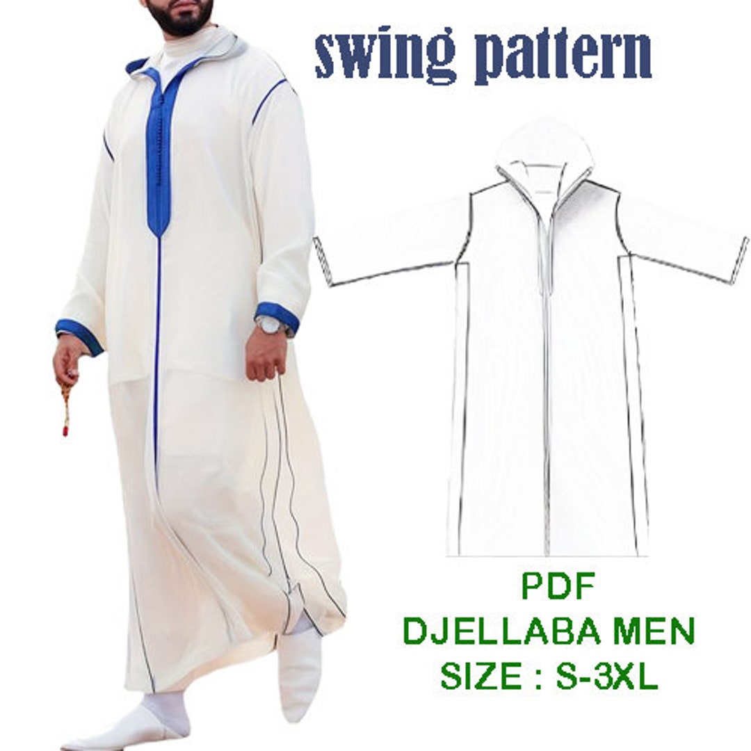 PDF Swing Pattern Djellaba for Men Men s Caftan moroccan Kaftan moroccan Djellaba Elegance Traditionnelle download 6 Sizes 3xlpdf a4 a0 Etsy
