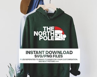 North Pole Santa Logo, Christmas Shirt SVG/PNG (Digital Download)
