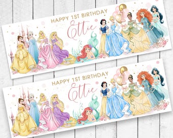 Personalised Princess Birthday Banner – Party Decoration (2 Banners)
