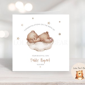 Carte nouveau-né - nouveau-né, grossesse, grossesse, accueil d'un tout-petit, nouvelle maman nouveaux parents - petit ours, bébé garçon, bébé fille