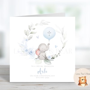 Cartão de Batizado - Cartão de Batismo, Dia de Batizado, Ação de Graças, Dedicação - Filho, Neto, Sobrinho - Personalizado - Bebê Elefante