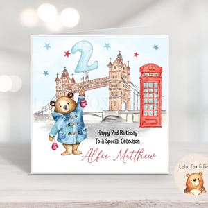 Biglietto di auguri di compleanno per orso - figlio nipote nipote - personalizzato - qualsiasi età o relazione