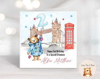 Carte d'anniversaire ours - fils, petit-fils, neveu - personnalisée - tout âge ou relation
