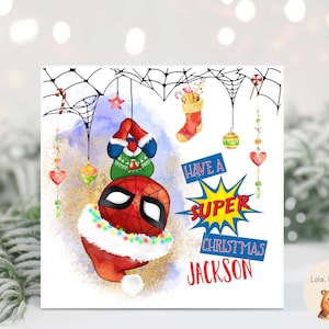 Superheld Weihnachtskarte - personalisierte Sohn Enkel Tochter