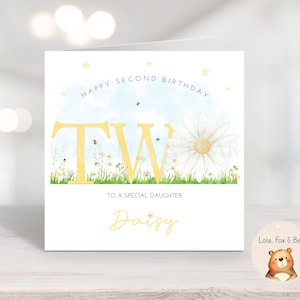 Meisjes 2e verjaardagskaart - Daisy Design, 2e verjaardag, babymeisje, dochter, kleindochter, nichtje, peetdochter, Daisy Flower