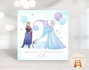 Frozen Birthday Card Personalised - Else & Anna, Daughter Granddaughter
