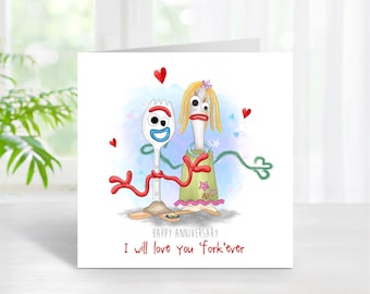 Cartão de aniversário de Toy Story - Forky e Karen Beverly