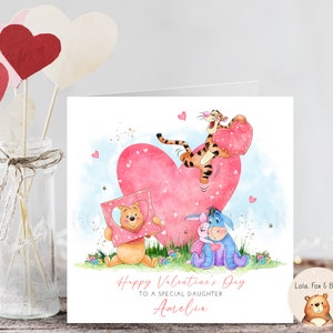 Carte de Saint-Valentin Winnie l'ourson - Carte de Saint-Valentin - Fille Fils Petite-fille Petit-fils