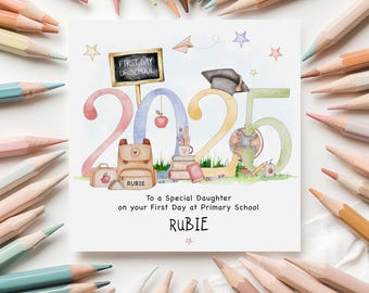 Rentrée scolaire 2025 - Personnalisé, fils, petit-fils, fille, petite-fille, rentrée des classes, rentrée à l'école primaire.