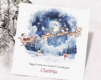 Santa Sleigh Christmas Card, Daughter Granddaughter, Son Grandson - Christmas Gift -Any Relation