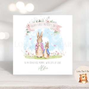Carte Peter Rabbit pour la fête des mères, maman, bonne fête des mères, première fête des mères