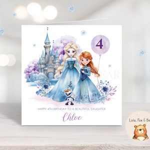 Carte d'anniversaire La Reine des Neiges personnalisée - Elsa et Anna, fille et petite-fille