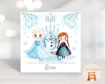 Cartão de aniversário Frozen personalizado - Elsa e Anna, filha e neta, presente de aniversário - NOVO