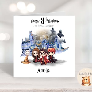 Biglietto di compleanno per mago - Figlio, nipote, nipote, figlia - Personalizzato - Scuola di maghi