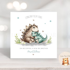 Neue Big Brother Karte - Dinosaurier, Baby Brother, Big Brother, Best Big Brother, Herzlichen Glückwunsch zum Geburtstag eines großen Bruders, Personalisiert.