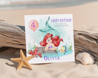 Gepersonaliseerde verjaardagskaart kleine zeemeermin - zoon, kleinzoon, dochter, kleindochter, nichtje