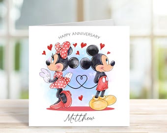 Verjaardagskaart met Mickey & Minnie Mouse - Voor hem - Voor haar