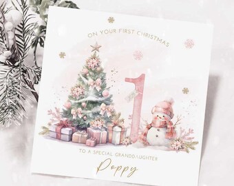 thumbnail image 2 of Personalised Pink Christmas Card - For Great Granddaughter, Niece, Daughter - Made In UK 2 of 6