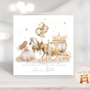 Cartão de aniversário de princesa personalizado - filha e neta - idade 1-9