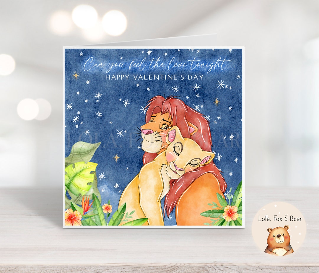 The Lion King Valentine's Card - Simba Nala - Husband Wife Boyfriend ...