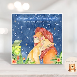 Cartão do Dia dos Namorados do Rei Leão - Simba Nala - Marido Esposa Namorado Namorada