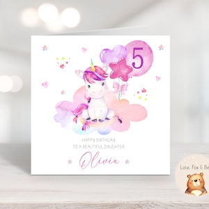 Unicorn verjaardagskaart - dochter kleindochter nichtje - gepersonaliseerd