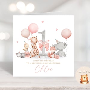Cartão de aniversário de animal - Festa de aniversário - Personalizado Idade 1-9 Filha Afilhada Sobrinha Neta