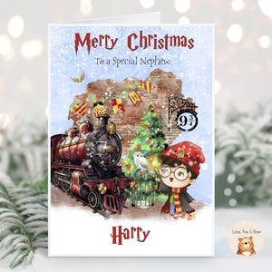 Carte de Noël sorcier - fils petit-fils neveu fille - personnalisée, toute relation - Noël sorcier - A5