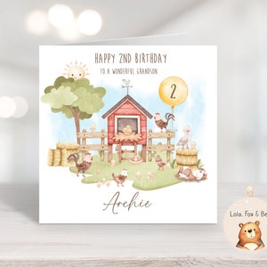 Carte d'anniversaire de basse-cour - poules - personnalisée fils fille petit-fils petite-fille