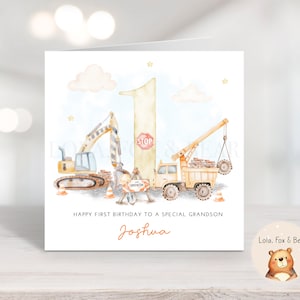 Biglietto di compleanno personalizzato per ragazzi, scavatori, 1°, 2°, 3°, 4°, autocarro con cassone ribaltabile, compleanno ragazzo, nipote, figlio, nipote