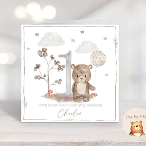 Kleiner Bär zum ersten Geburtstag Karte - Sohn Enkel Neffe - Personalisiert - Alter 1-9