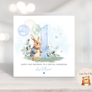 Carte d'anniversaire Peter Rabbit - Anniversaire de garçon, premier anniversaire, décoration de fête, cadeau d'anniversaire, petit-fils, neveu