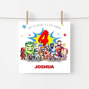 Biglietto di auguri di compleanno da supereroe - Figlio, nipote, nipote - Personalizzato - qualsiasi età o relazione