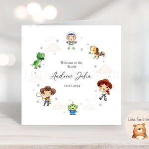 Biglietto per neonato Toy Story, benvenuto al mondo, neonato, personalizzato, regalo per neonato