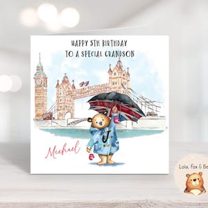 Carte d'anniversaire ours - fils, petit-fils, neveu, fille, petite-fille - personnalisée - tout âge ou relation