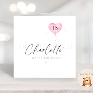 Carte d'anniversaire 18 ans - Personnalisée fille nièce petite-fille - Cadeau d'anniversaire pour elle