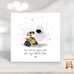 WALL-E Jubiläumskarte - Wall-E und Eve, Für Ihn Für Sie, Jahrestag, Geburtstag, Valentinstag