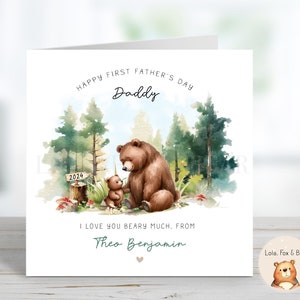 Première carte de fête des pères - personnalisée, papa ours, 1ère fête des pères