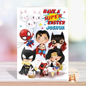 Cartão de Páscoa de super-herói - A5 personalizado.