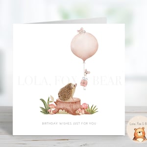 Carte d'anniversaire hérisson - Pour elle | Fille petite-fille amie - Cadeau d'anniversaire
