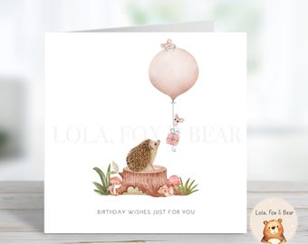 Tarjeta de cumpleaños de erizo: para ella, hija, nieta, amiga, regalo de cumpleaños