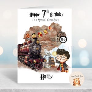 Carte d'anniversaire sorcier - fils petit-fils neveu fille - personnalisée - école de sorcier - A5
