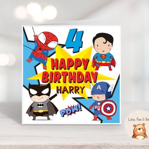 Biglietto di compleanno supereroe - Figlio Nipote Nipote - Personalizzato