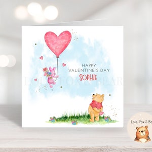 Carte de Saint-Valentin Winnie l'ourson - Carte de Saint-Valentin - Fille Fils Petite-fille Petit-fils - Porcinet