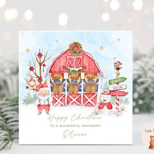 Rendieren kerstkaart - elke relatie - gepersonaliseerde kleinzoon kleindochter zoon dochter