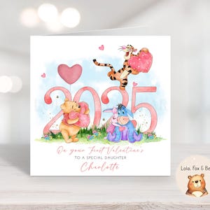 Tarjeta de San Valentín de Winnie the Pooh - Primera tarjeta de San Valentín - Hija, hijo, nieta y nieto