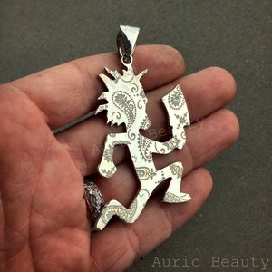 Solid 925 Sterling Silver Unique Designed Hatchetman Pendant, Part Wear Jewelry, Unisex Jewelry, 14k White Gold Finish, Gift For Him or Her
